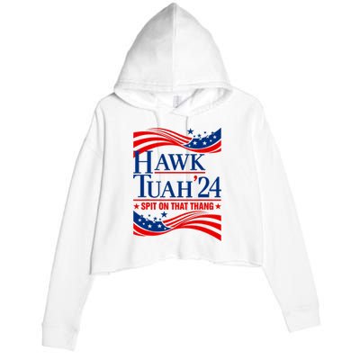 Hawk Tauh 24 Spit On That Thang Usa American Flag Meme Quote Crop Fleece Hoodie