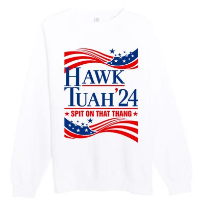 Hawk Tauh 24 Spit On That Thang Usa American Flag Meme Quote Premium Crewneck Sweatshirt