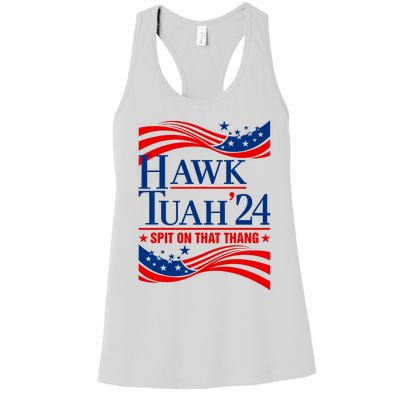 Hawk Tauh 24 Spit On That Thang Usa American Flag Meme Quote Women's Racerback Tank