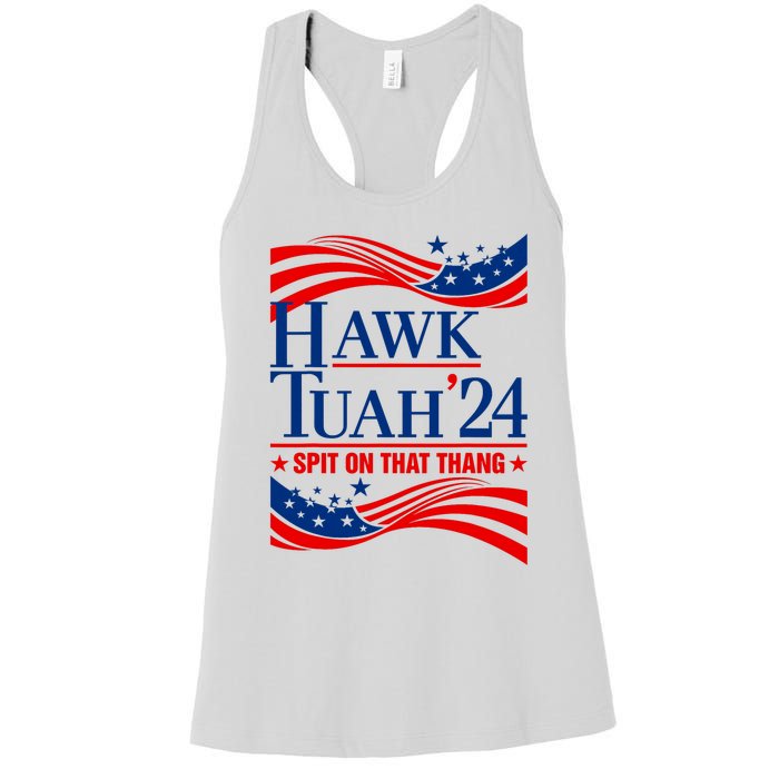 Hawk Tauh 24 Spit On That Thang Usa American Flag Meme Quote Women's Racerback Tank