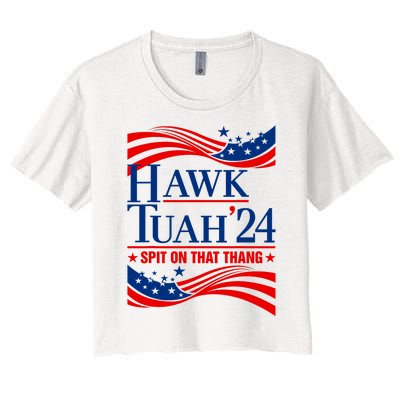 Hawk Tauh 24 Spit On That Thang Usa American Flag Meme Quote Women's Crop Top Tee