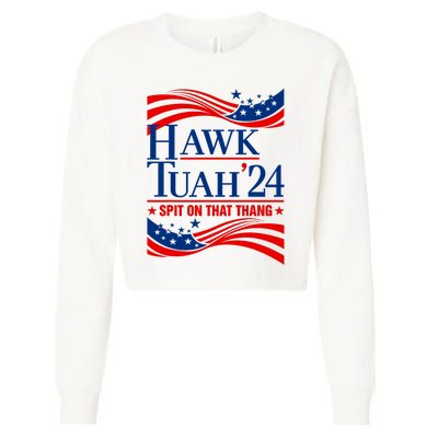 Hawk Tauh 24 Spit On That Thang Usa American Flag Meme Quote Cropped Pullover Crew