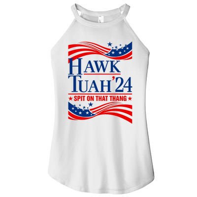 Hawk Tauh 24 Spit On That Thang Usa American Flag Meme Quote Women's Perfect Tri Rocker Tank