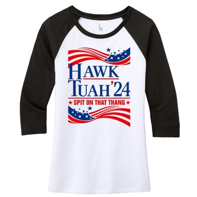 Hawk Tauh 24 Spit On That Thang Usa American Flag Meme Quote Women's Tri-Blend 3/4-Sleeve Raglan Shirt