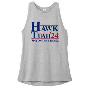 Hawk Tuah 24 Spit On That Thang Funny Saying Ladies PosiCharge Tri-Blend Wicking Tank