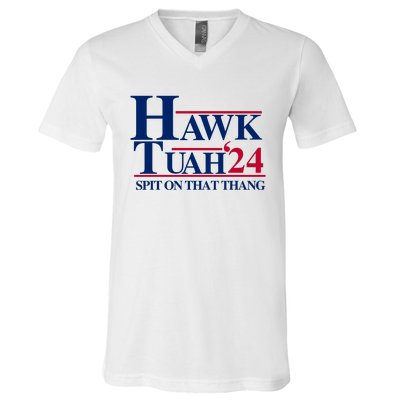 Hawk Tuah 24 Spit On That Thang Funny Saying V-Neck T-Shirt