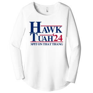 Hawk Tuah 24 Spit On That Thang Funny Saying Women's Perfect Tri Tunic Long Sleeve Shirt