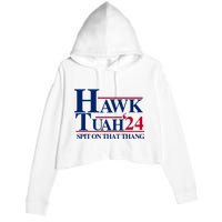 Hawk Tuah 24 Spit On That Thang Funny Saying Crop Fleece Hoodie