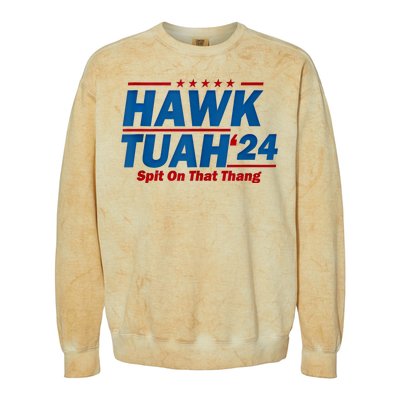 Hawk Tuah 24 Spit On That Thang Hawk Tuh Funny Colorblast Crewneck Sweatshirt