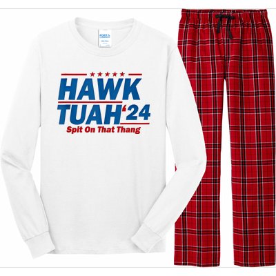 Hawk Tuah 24 Spit On That Thang Hawk Tuh Funny Long Sleeve Pajama Set