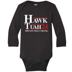 Hawk Tuah 24 Spit On That Thang Funny Saying Baby Long Sleeve Bodysuit