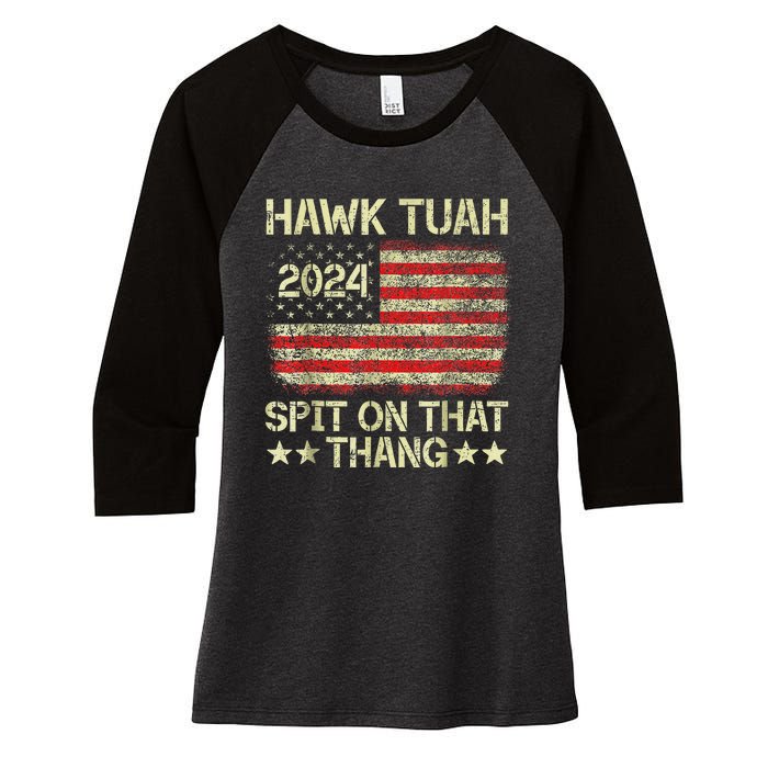 Hawk Tush 2024 Political Satire Women's Tri-Blend 3/4-Sleeve Raglan Shirt