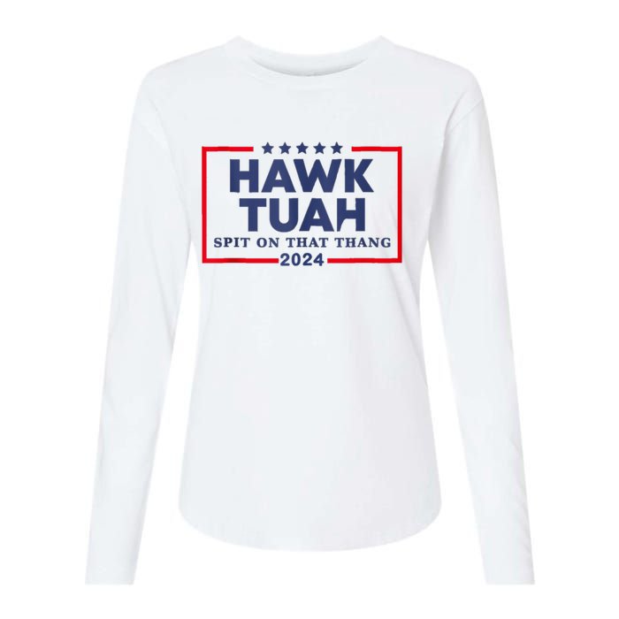 Hawk Tuah 24 Spit On That Thang Womens Cotton Relaxed Long Sleeve T-Shirt