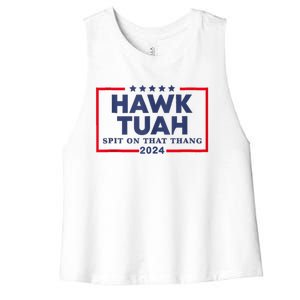 Hawk Tuah 24 Spit On That Thang Women's Racerback Cropped Tank