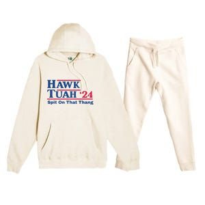 Hawk Tuah 24 Spit On That Thang Hawk Tush For President 2024 Election Parody Premium Hooded Sweatsuit Set