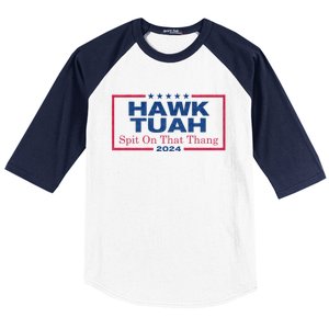 Hawk Tuah 24 Spit On That Thang Hawk Tush For President 2024 Election Parody Baseball Sleeve Shirt