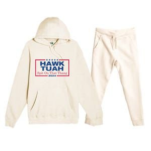 Hawk Tuah 24 Spit On That Thang Hawk Tush For President 2024 Election Parody Premium Hooded Sweatsuit Set