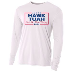 Hawk Tuah 24 Spit On That Thang Hawk Tush For President 2024 Election Parody Cooling Performance Long Sleeve Crew