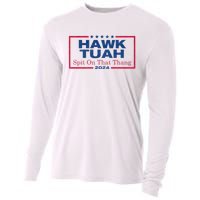 Hawk Tuah 24 Spit On That Thang Hawk Tush For President 2024 Election Parody Cooling Performance Long Sleeve Crew