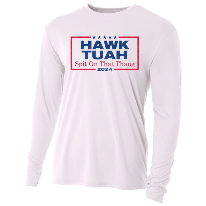 Hawk Tuah 24 Spit On That Thang Hawk Tush For President 2024 Election Parody Cooling Performance Long Sleeve Crew