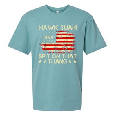 Hawk Tuah 24 Spit On That Thang Gift American Flag gift Sueded Cloud Jersey T-Shirt