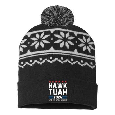 Hawk Tuah 24 Spit On That Thang Hawk Tush For President 2024 Election Parody USA-Made Snowflake Beanie