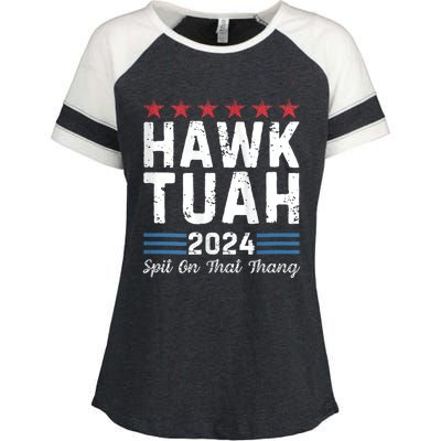 Hawk Tuah 24 Spit On That Thang Hawk Tush For President 2024 Election Parody Enza Ladies Jersey Colorblock Tee