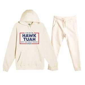 Hawk Tuah 24 Spit On That Thang Hawk Tush For President 2024 Election Parody Premium Hooded Sweatsuit Set