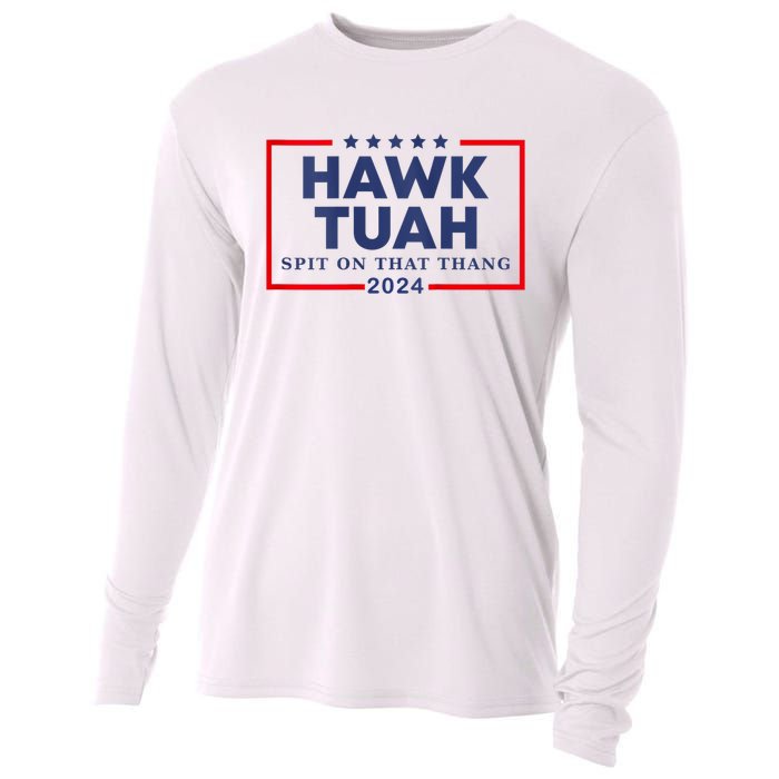 Hawk Tuah 24 Spit On That Thang Hawk Tush For President 2024 Election Parody Cooling Performance Long Sleeve Crew