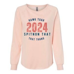 Hawk Tuah 24 Spit On That Thang Blue And Red Womens California Wash Sweatshirt