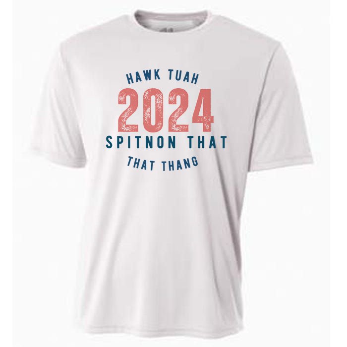 Hawk Tuah 24 Spit On That Thang Blue And Red Cooling Performance Crew T-Shirt