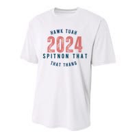 Hawk Tuah 24 Spit On That Thang Blue And Red Performance Sprint T-Shirt