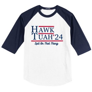 Hawk Tuah 24 Spit On That Thang Hawk Tush For President 2024 Election Parody Baseball Sleeve Shirt