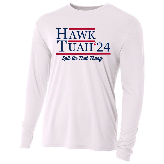 Hawk Tuah 24 Spit On That Thang Hawk Tush For President 2024 Election Parody Cooling Performance Long Sleeve Crew