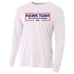 Hawk Tuah 24 Spit On That Thang Hawk Tush For President 2024 Election Parody Cooling Performance Long Sleeve Crew