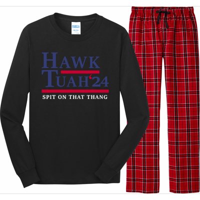 Hawk Tuah 24 Funny Girl Meme Tiktok Meme Long Sleeve Pajama Set