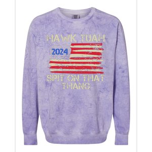 Hawk Tuah 2024 Spit On That Thang Colorblast Crewneck Sweatshirt