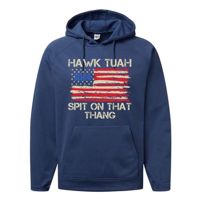 Hawk Tuah 2024 Spit On That Thang Performance Fleece Hoodie