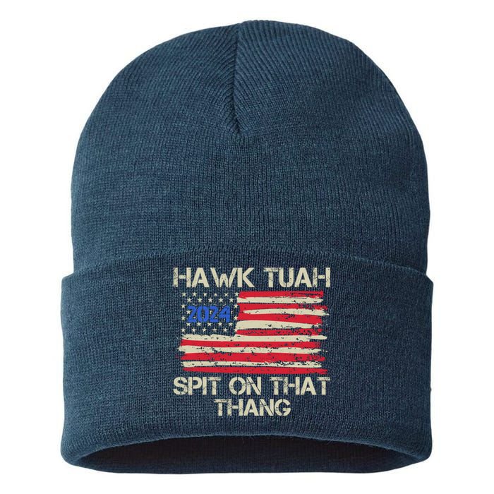 Hawk Tuah 2024 Spit On That Thang Sustainable Knit Beanie