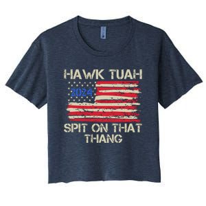 Hawk Tuah 2024 Spit On That Thang Women's Crop Top Tee