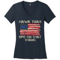 Hawk Tuah 2024 Spit On That Thang Women's V-Neck T-Shirt