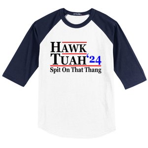 Hawk Tuah 24 Spit On That Thang Hawk Tush For President 2024 Election Parody Baseball Sleeve Shirt