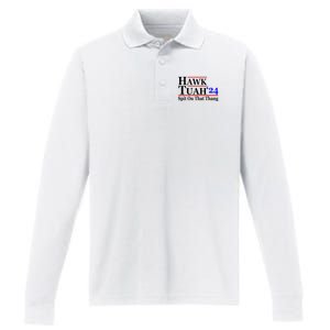 Hawk Tuah 24 Spit On That Thang Hawk Tush For President 2024 Election Parody Performance Long Sleeve Polo