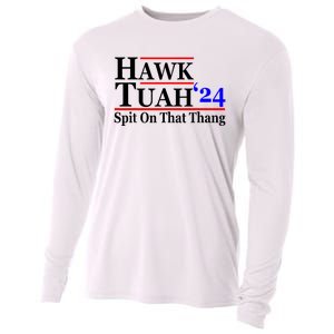 Hawk Tuah 24 Spit On That Thang Hawk Tush For President 2024 Election Parody Cooling Performance Long Sleeve Crew