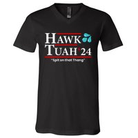 Hawk Tuah 24 Spit On That Thang Funny Saying V-Neck T-Shirt