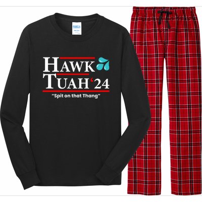 Hawk Tuah 24 Spit On That Thang Funny Saying Long Sleeve Pajama Set