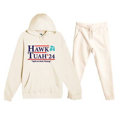 Hawk Tuah 24 Spit On That Thang Funny Saying Premium Hooded Sweatsuit Set