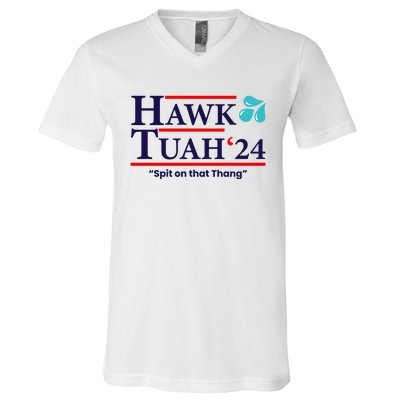 Hawk Tuah 24 Spit On That Thang Funny Saying V-Neck T-Shirt