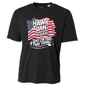 Hawk Tuah 24 Spit On That Thang Hawk Tush For President 2024 Election Parody Cooling Performance Crew T-Shirt