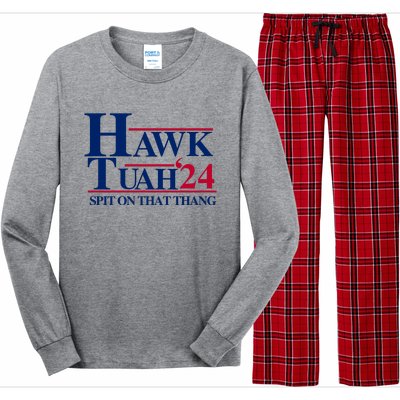 Hawk Tuah 24 Spit On That Thang Funny Saying Long Sleeve Pajama Set